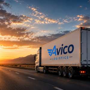 Avico Logistics trailer connected to a global ground distribution network.