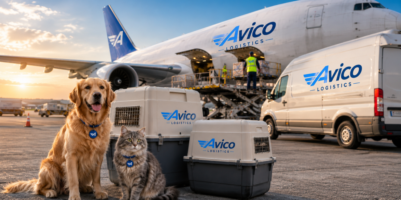 Pet travel logistics and international animal transportation services by Avico Logistics.