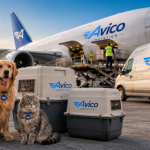 Pet travel logistics and international animal transportation services by Avico Logistics.