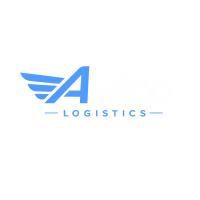 Avico Logistics white logo with transparent background for global logistics and freight transportation branding.